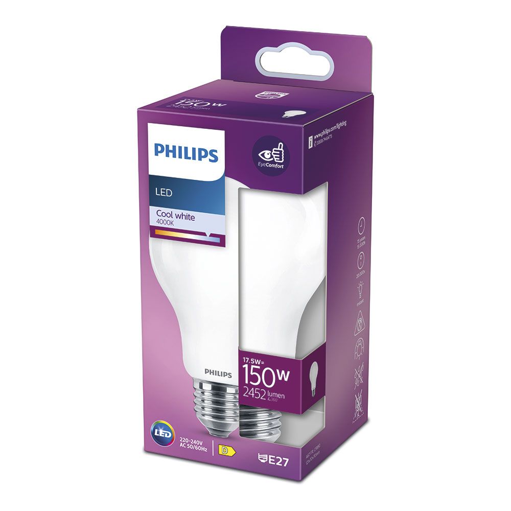 Bombilla standard led e27 17,5 w 2452 lm 4000 k luz dia ø7,5 x 12,1 cm