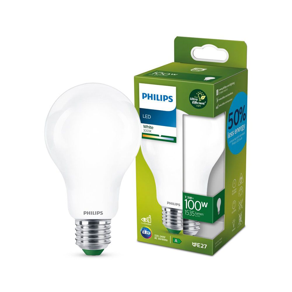 Bombilla ultra efficient led classic e27 7,3 w 1535 im 3000 k, ø7 x 12,7 cm