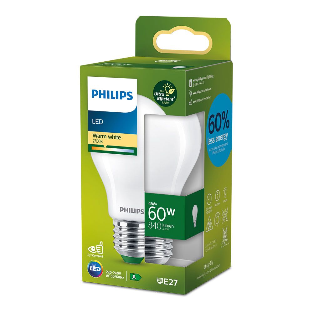 Bombilla ultra efficient led classic e27 4 w 840 im 2700 k ø6 x 10,4 cm