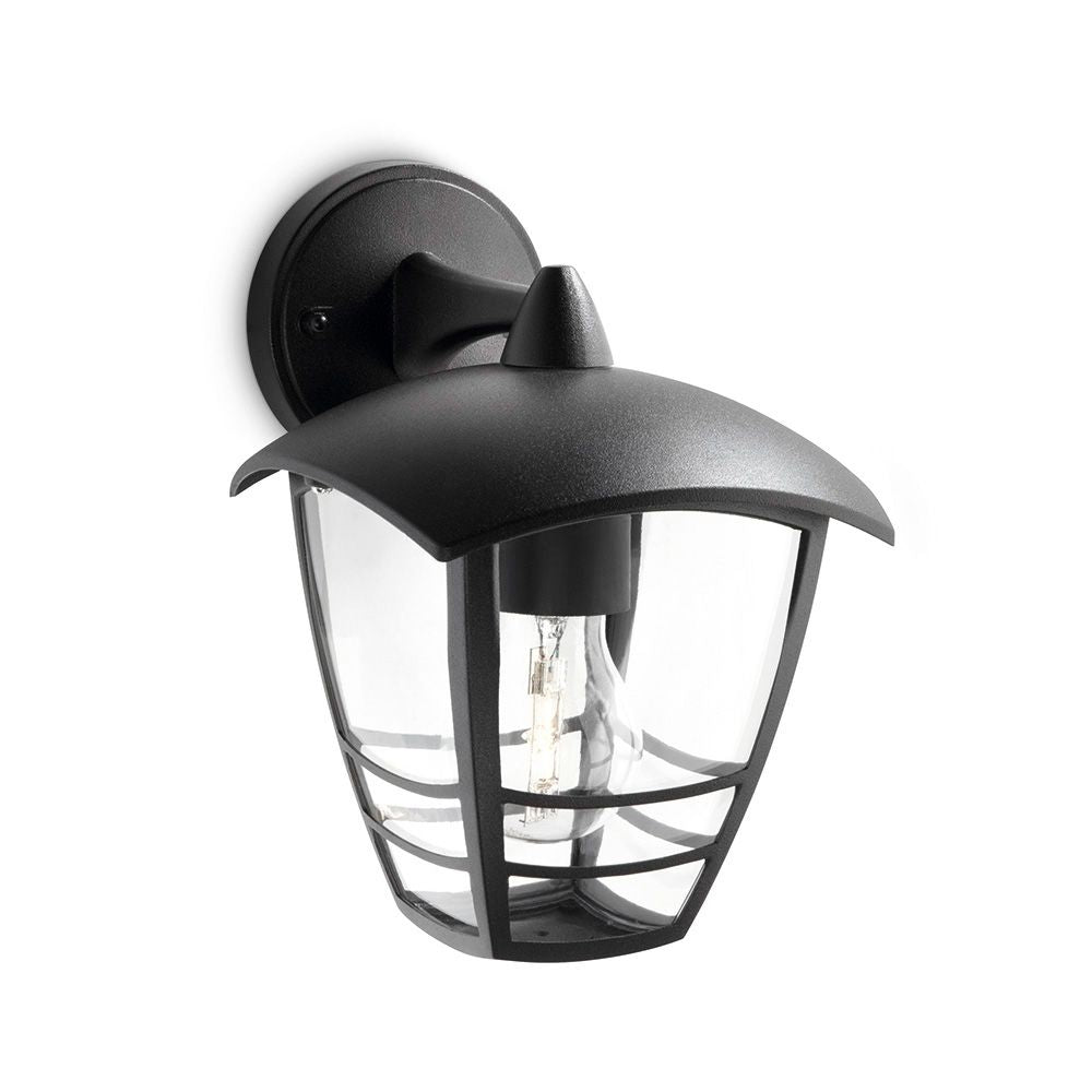 Aplique exterior creek e27 60 w sin bombilla, color negro, luz hacia abajo