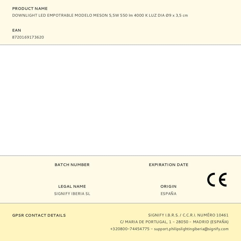 Downlight led empotrable modelo meson 5,5w 550 lm 4000 k luz dia ø9 x 3,5 cm