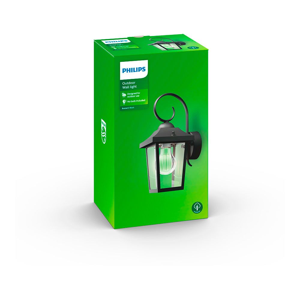 Aplique exterior buzzard e27 60 w sin bombilla, color negro, luz hacia abajo
