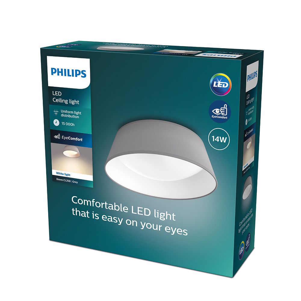 Plafón interior led 14 w 1.100 lm 3.000 k gris mod. dawn, ø34 cm