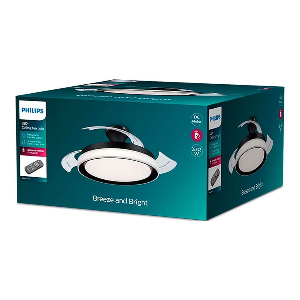 Ventilador de techo de led modelo bliss. color negro. potencia: 28 + 35 w aspas: ø 106 cm con mando a distancia