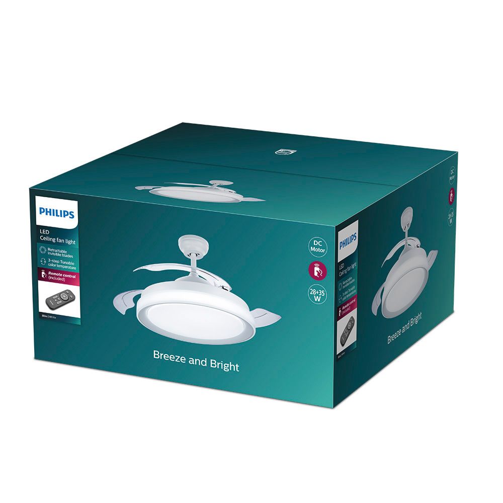 Ventilador de techo de led modelo bliss. color blanco. potencia: 28 + 35 w aspas: ø 106 cm con mando a distancia