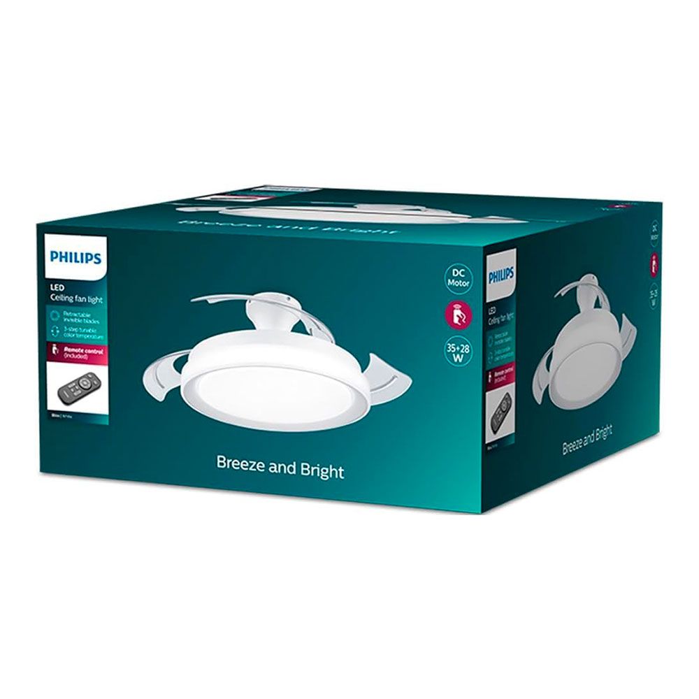 Ventilador de techo de led modelo bliss. color blanco. potencia: 28 + 35 w aspas: ø 106 cm con mando a distancia