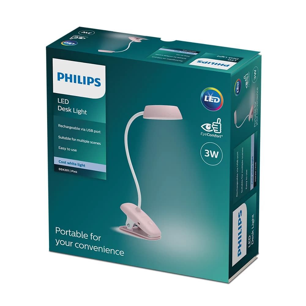 Flexo pinza led 3w 4.000k rosa