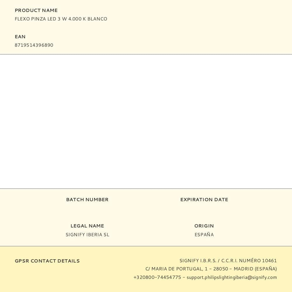 Flexo pinza led 3 w 4.000 k blanco
