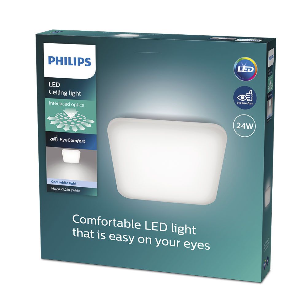 Plafón led cuadrado mauve 24 w 4000 k 3000 lm 43 x 43 x 7,5 cm