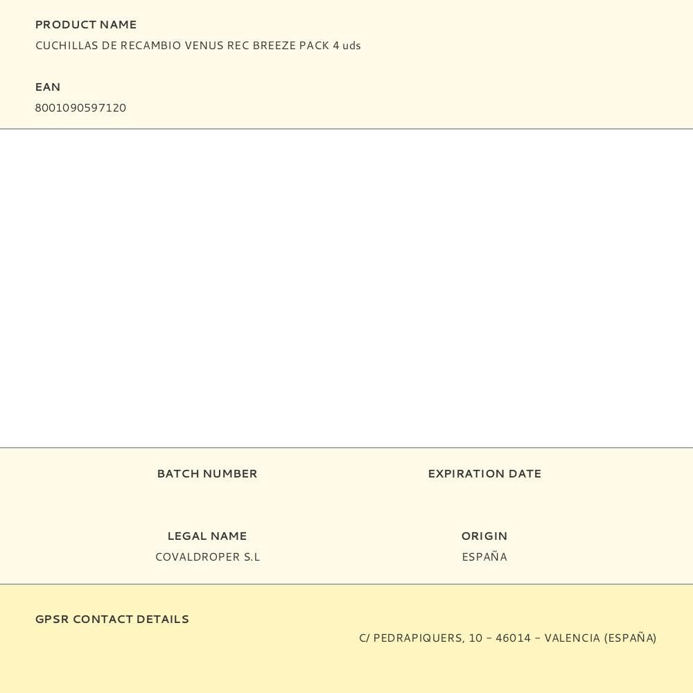 Cuchillas de recambio venus rec breeze pack 4 uds
