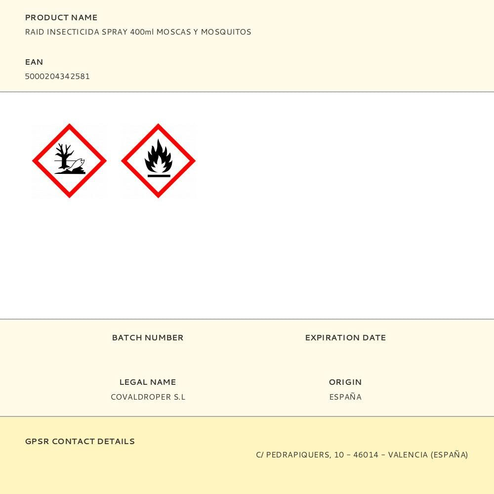Insecticida especial moscas y mosquitos frescor natural 400 ml