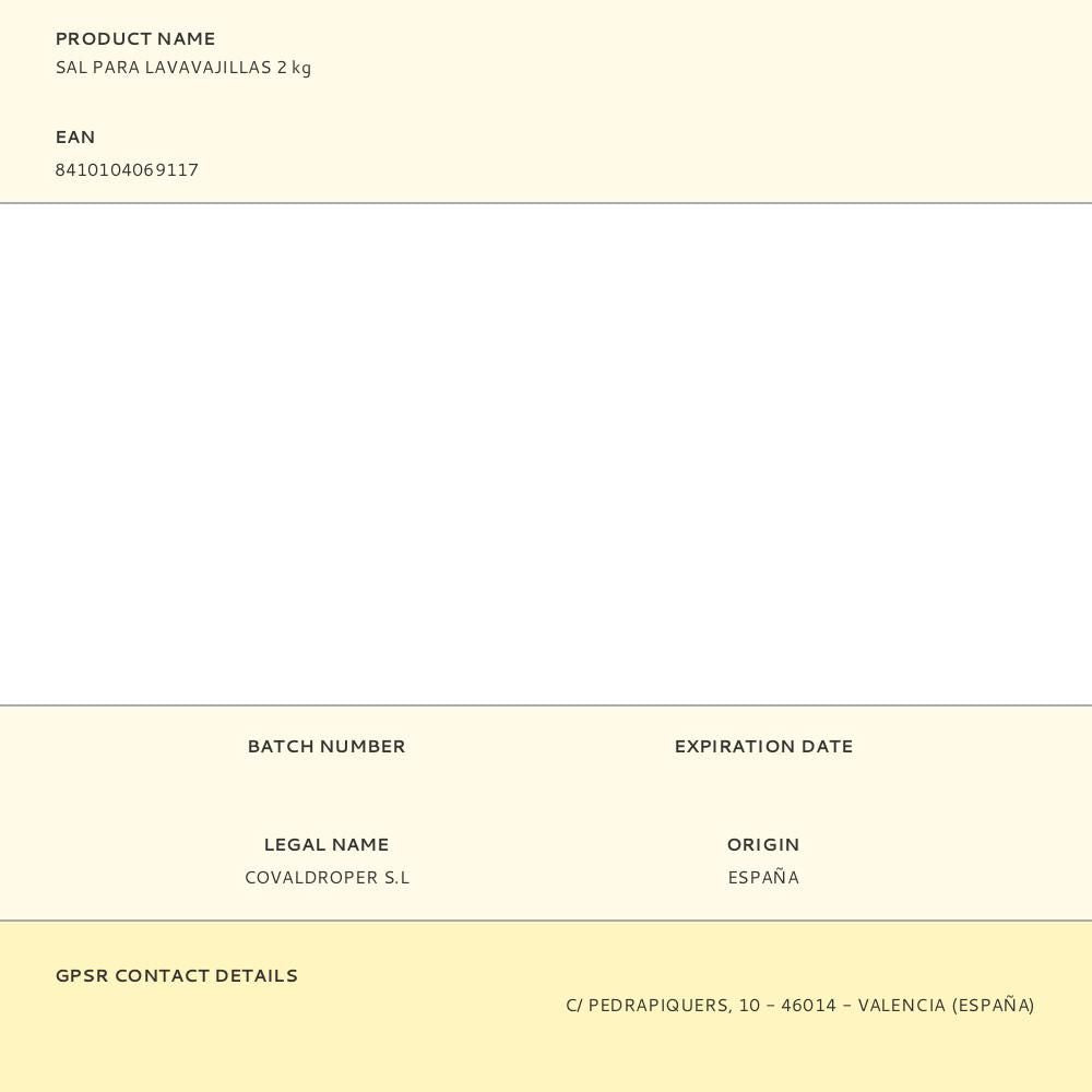 Sal para lavavajillas 2 kg