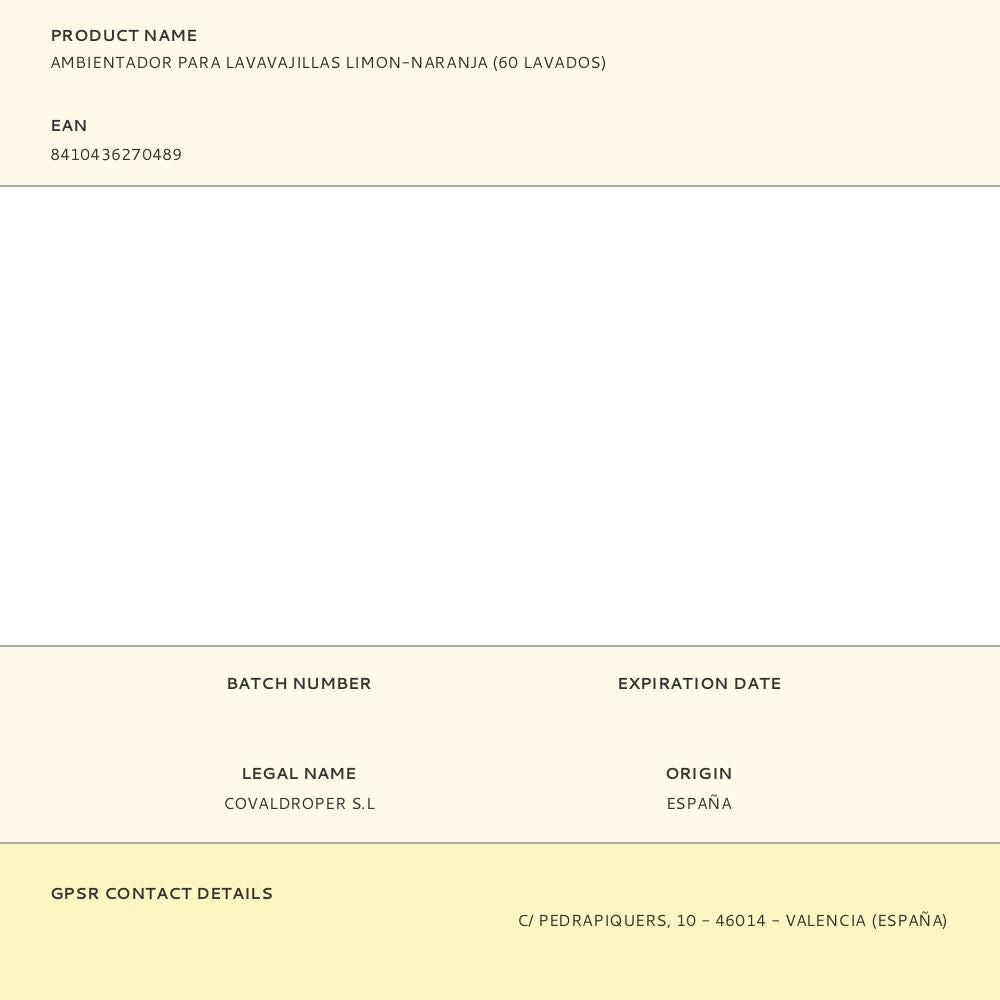 Ambientador para lavavajillas limon-naranja (60 lavados)