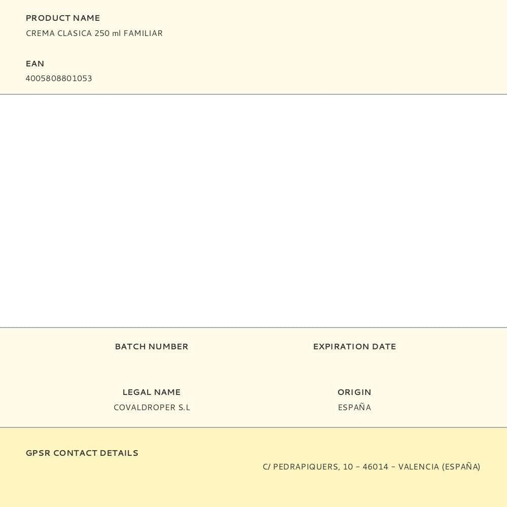 Crema clasica 250 ml familiar