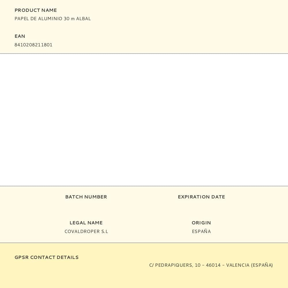 Papel de aluminio 30 m