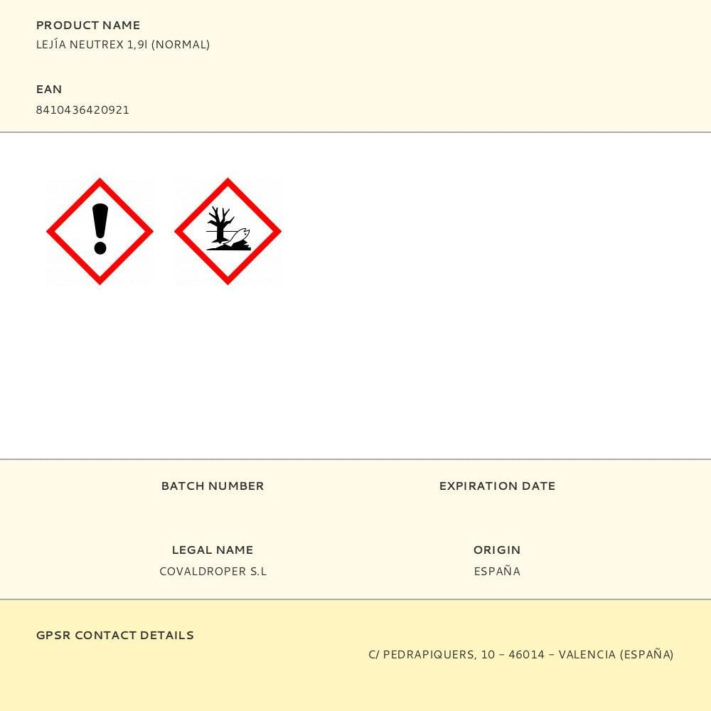 Lejía neutrex 1,9l (normal)