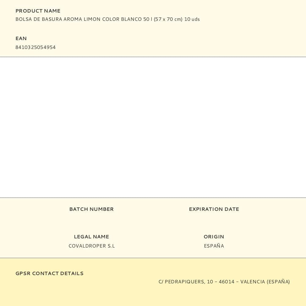 Bolsa de basura aroma limon color blanco 50 l (57 x 70 cm) 10 uds
