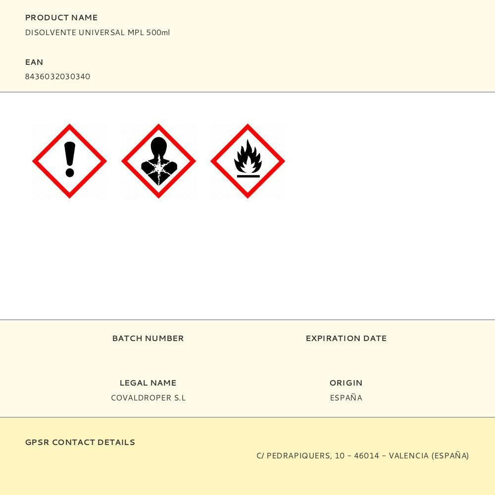 Disolvente universal mpl 500ml