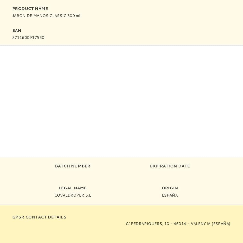 Jabón de manos classic 300 ml