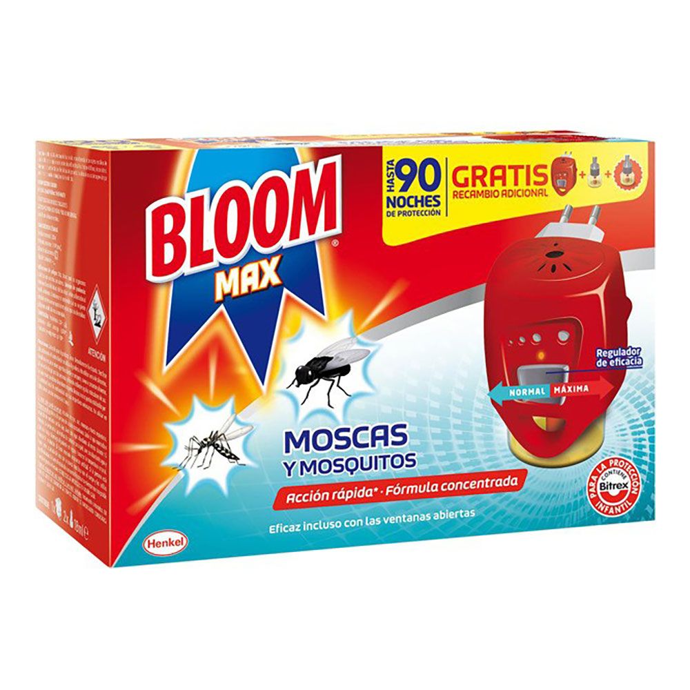 Aparato difusor líquido antimosquito max + 2 recambios para moscas y mosquitos