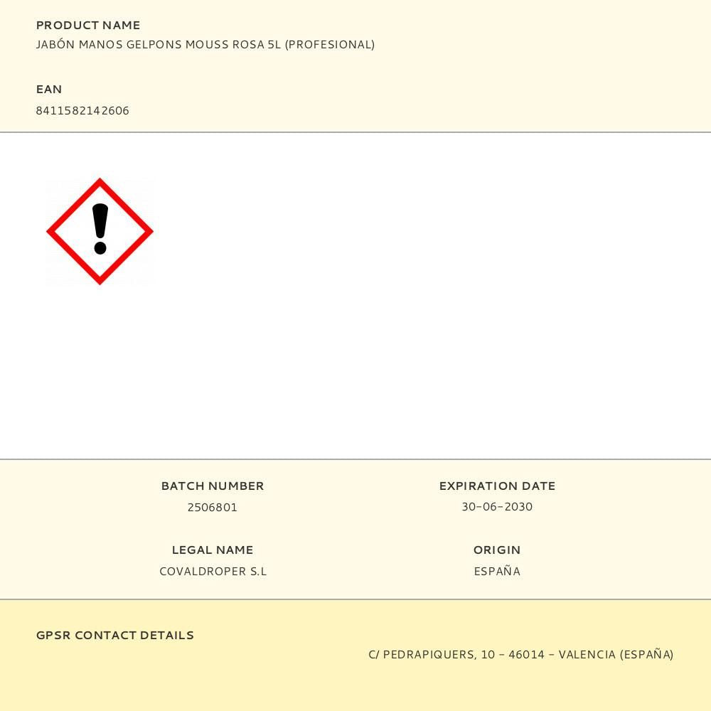 Jabón manos gelpons mouss rosa 5l (profesional)