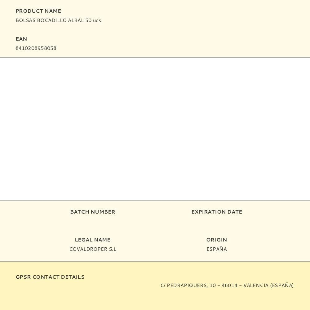 Bolsas para bocadillo con solapa de cierre 50 uds