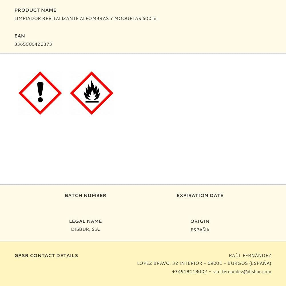 Limpiador revitalizante alfombras y moquetas 600 ml