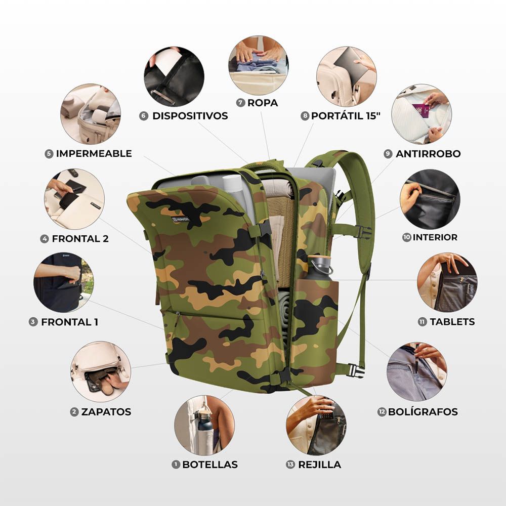 Mochila de 20 l explorer backpack b40 40 x 25 x 20 cm. estampado camuflaje