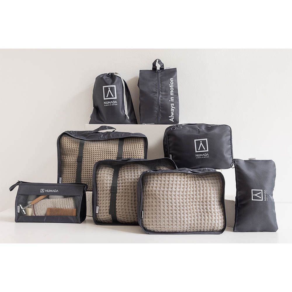 Organizador de maleta gris oscuro. 8 piezas