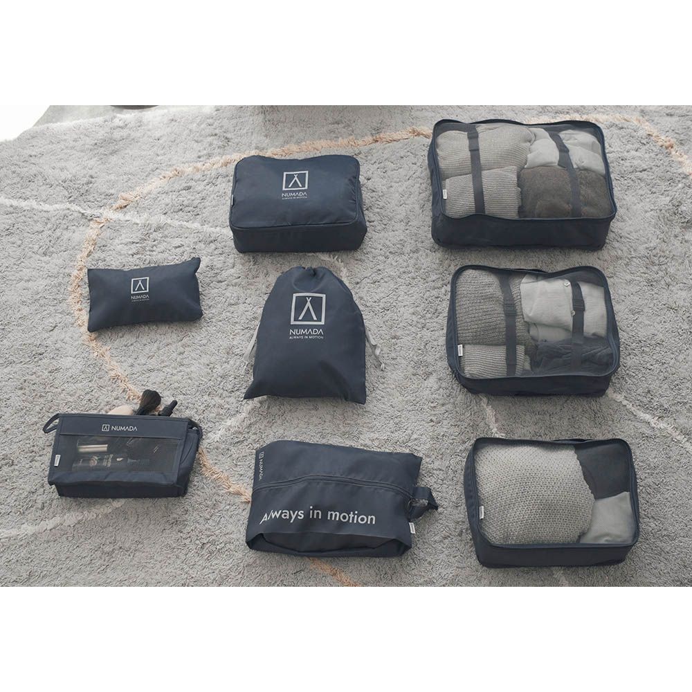 Organizador de maleta gris oscuro. 8 piezas