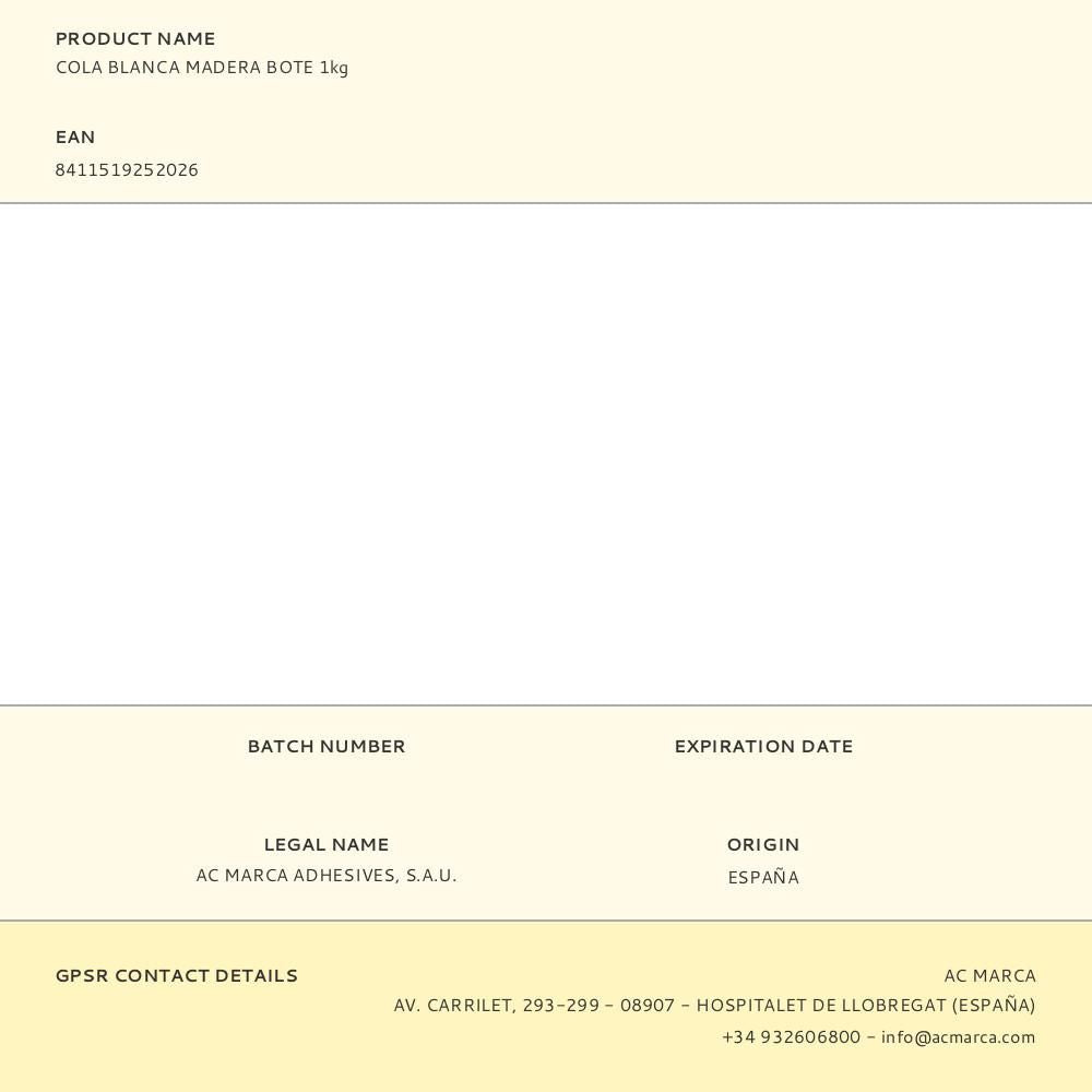 Cola blanca madera bote 1kg