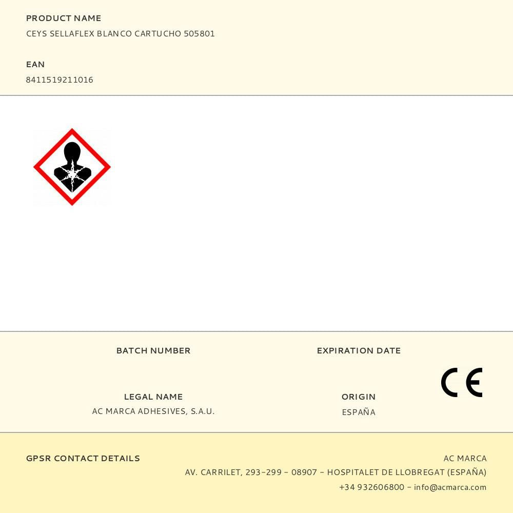 Ceys sellaflex blanco cartucho 505801