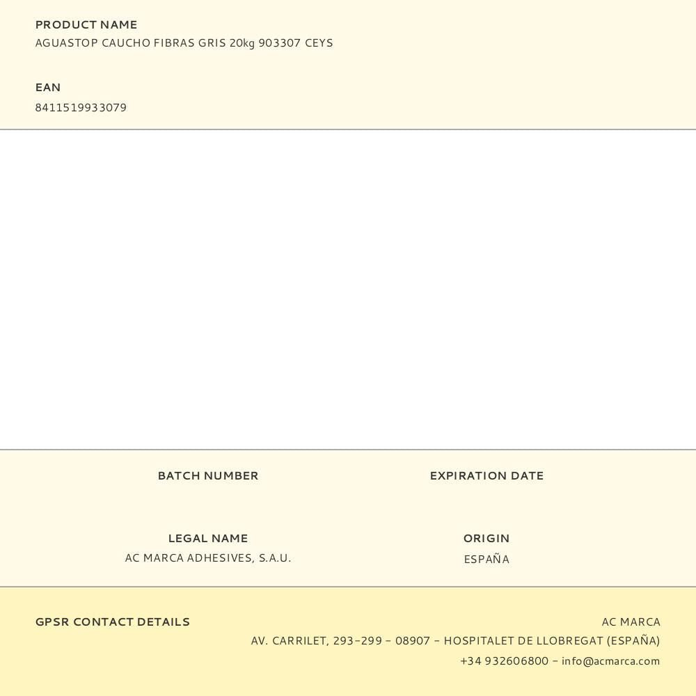 Aguastop caucho fibras gris 20 kg