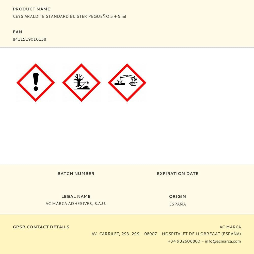 Ceys araldite standard blister pequeño 5 + 5 ml