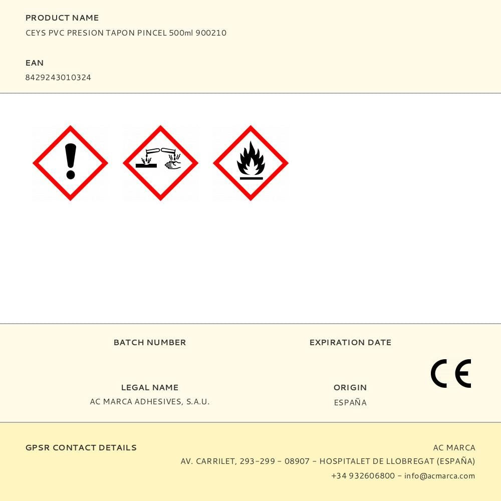 Adhesivo pvc presion tapon pincel 500 ml