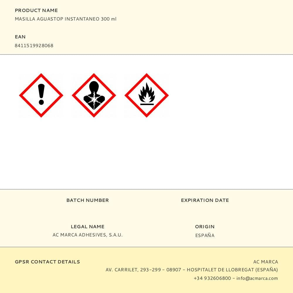 Masilla aguastop instantaneo 300 ml