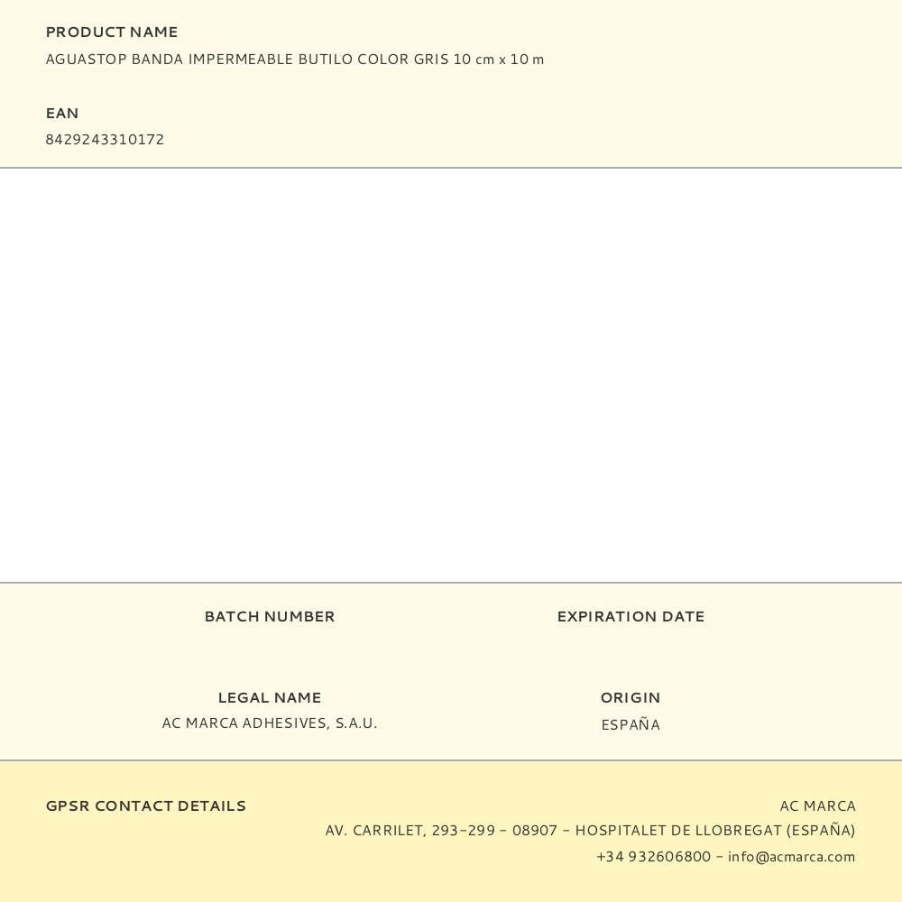 Aguastop banda impermeable butilo color gris 10 cm x 10 m