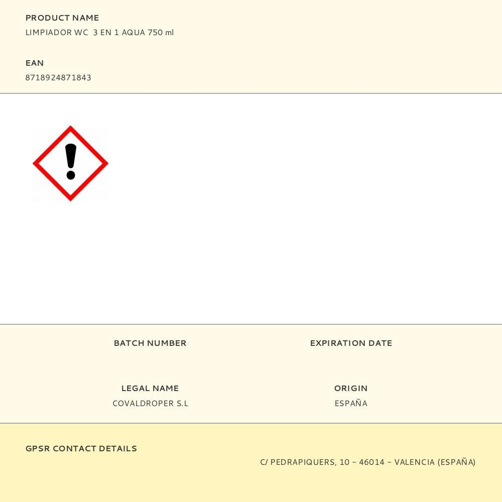 Limpiador wc 3 en 1 aqua 750 ml