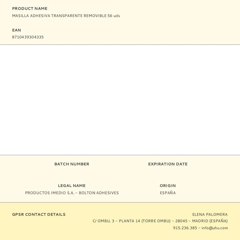 Masilla adhesiva transparente removible 56 uds