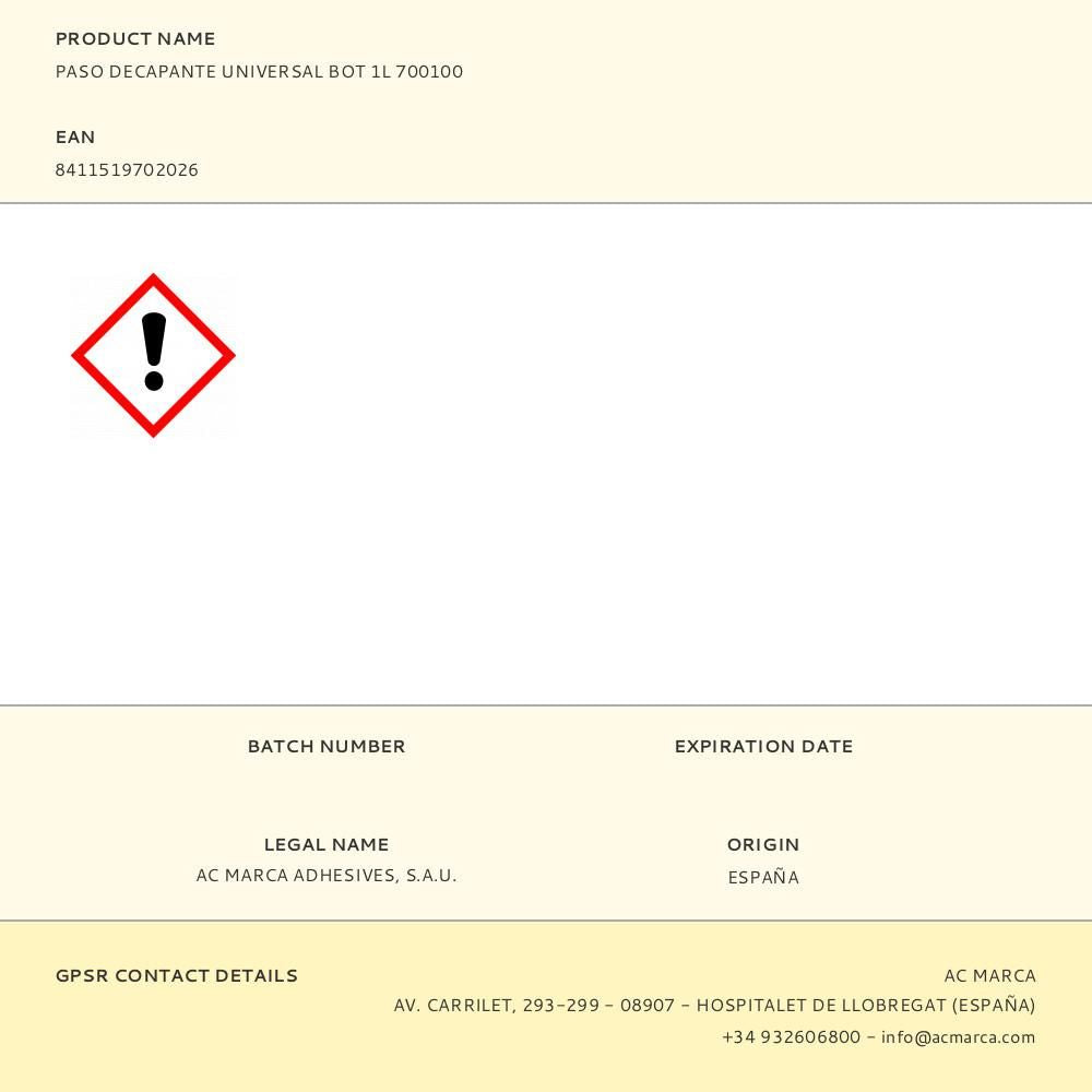 Paso decapante universal bot 1l 700100