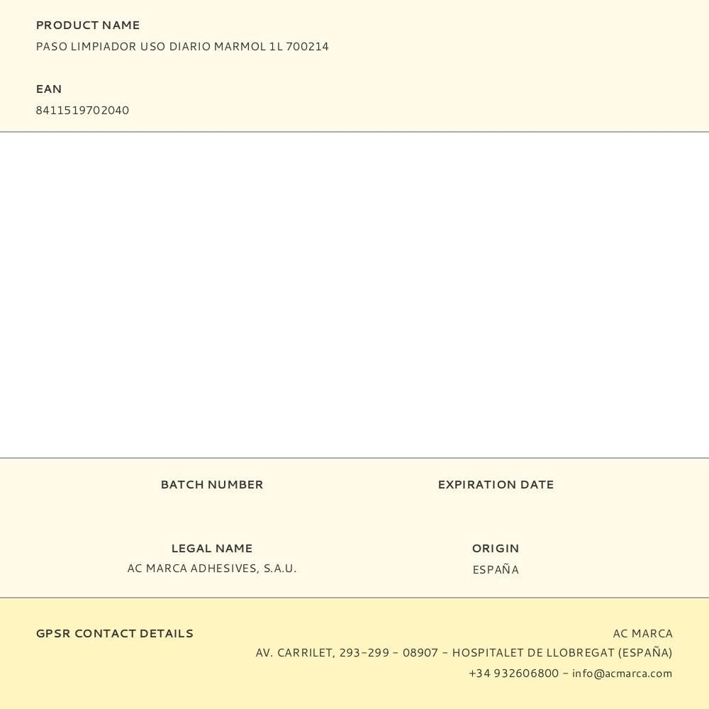 Paso limpiador uso diario marmol 1l 700214