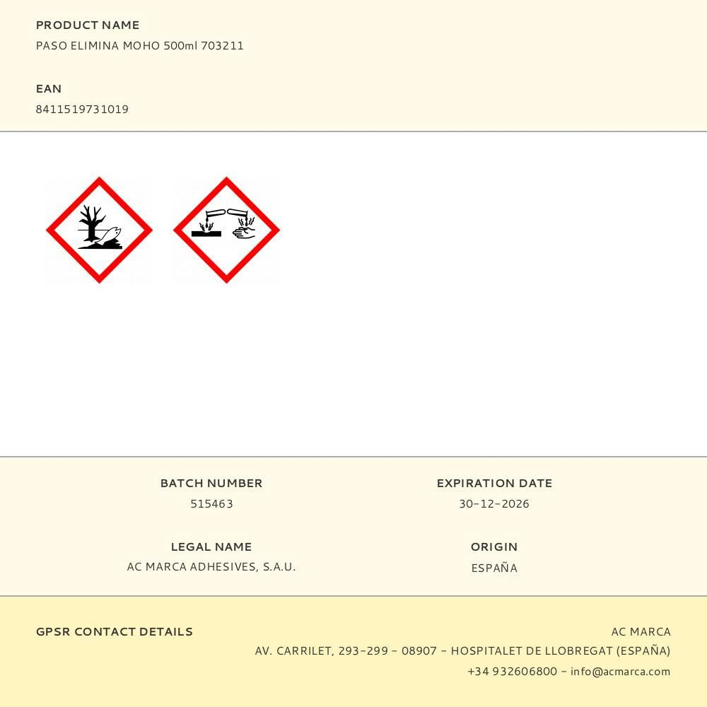 Paso elimina moho 500ml 703211