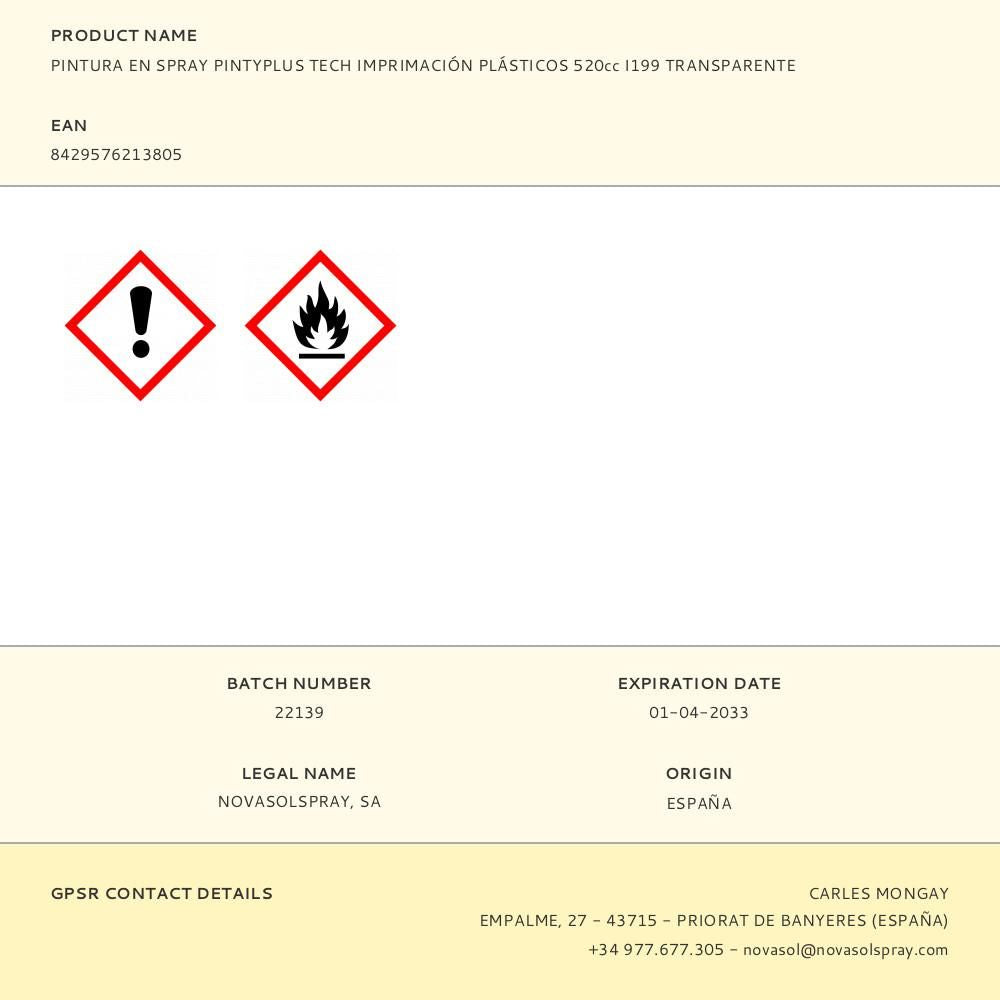 Spray imprimación para plásticos 520cc i199 transparente 290 g
