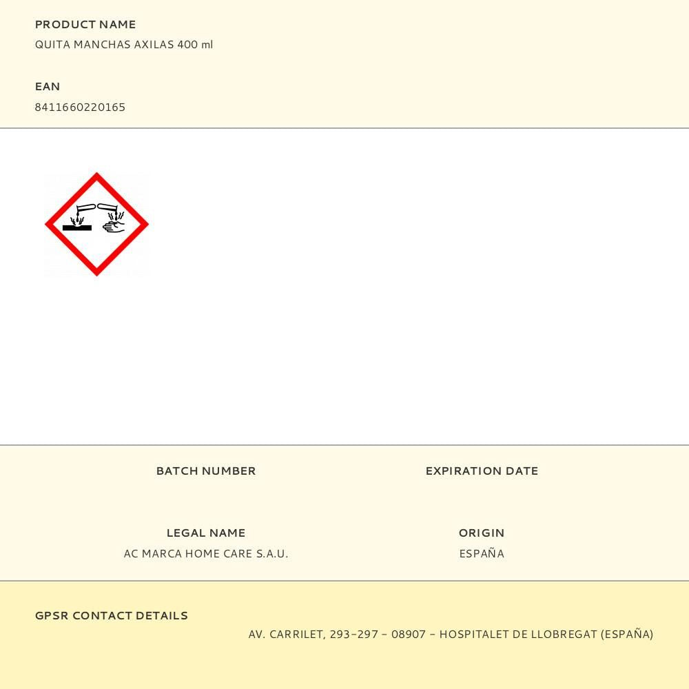 Quita manchas axilas 400 ml