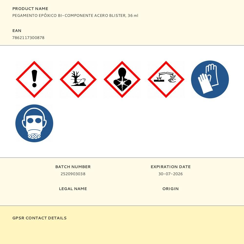 Pegamento epóxico bi-componente acero, 32 ml