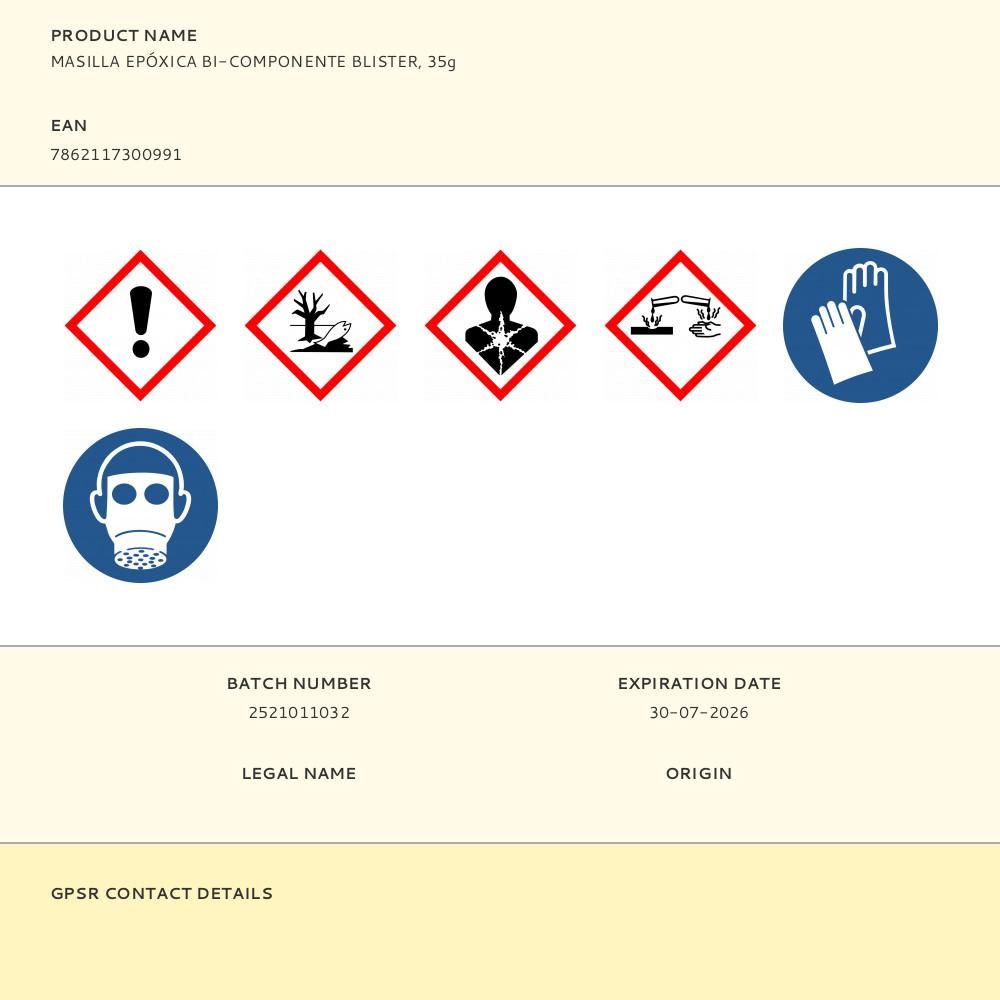 Masilla epóxica bi-componente, 35 g