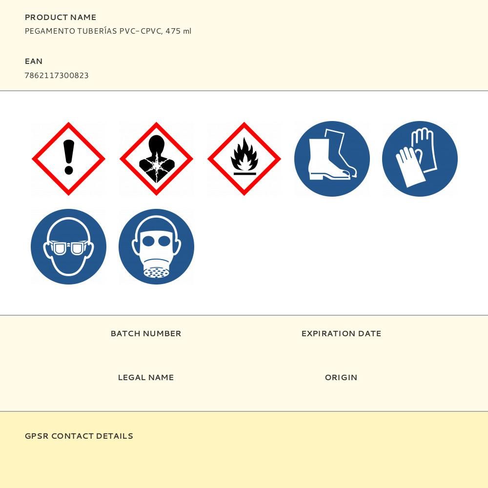 Pegamento tuberías pvc - cpvc, 475 ml