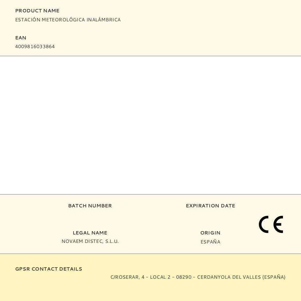 Estación meteorológica inalámbrica, 13,5 x 2,5 x 12,5 cm