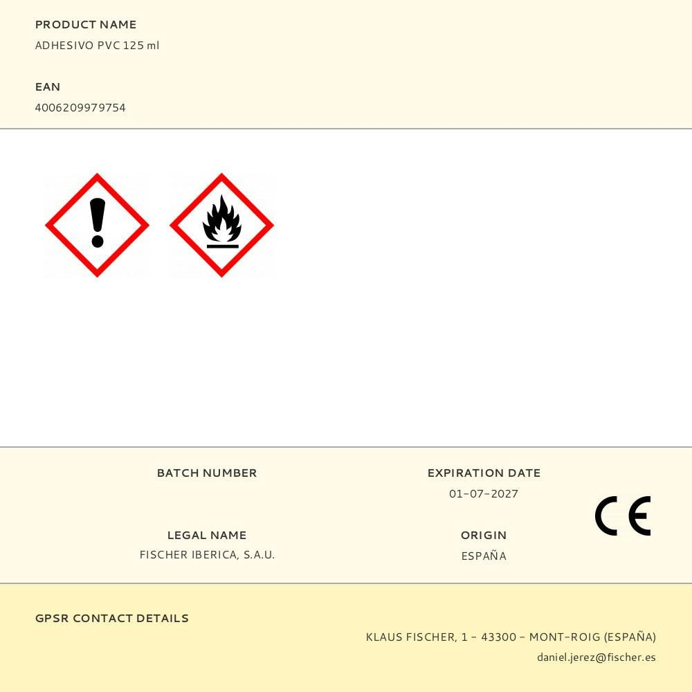 Adhesivo pvc 125 ml