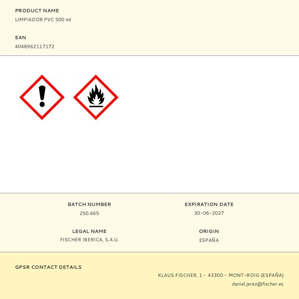 Limpiador pvc 500 ml